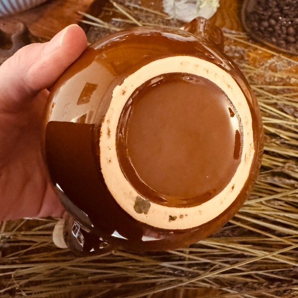 VTG MCM Oxford Stoneware Two-Tone Gloss Ceramic Teapot Farmhouse Cottage Core - Picture 7 of 8